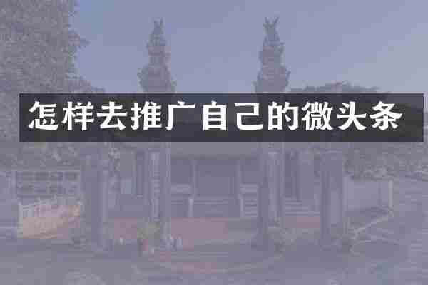 怎样去推广自己的微头条