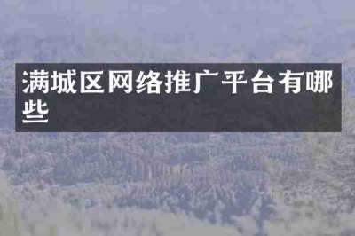 满城区网络推广平台有哪些