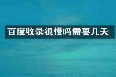 百度收录很慢吗需要几天