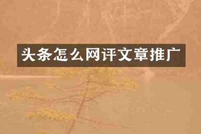 头条怎么网评文章推广