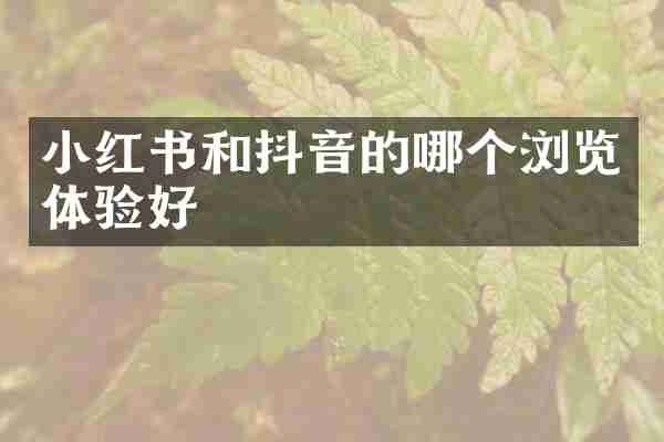 小红书和抖音的哪个浏览体验好