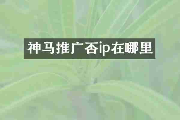 神马推广否ip在哪里