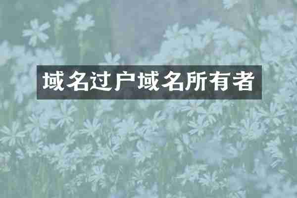 域名过户域名所有者
