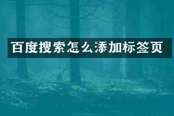 百度搜索怎么添加标签页