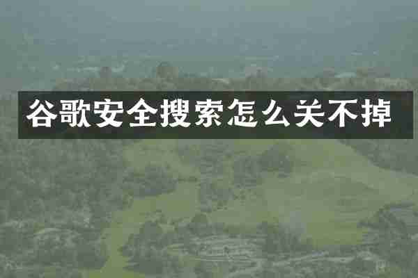 谷歌安全搜索怎么关不掉