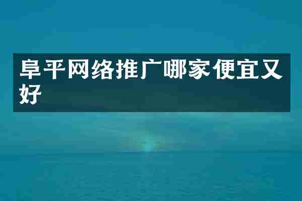 阜平网络推广哪家便宜又好