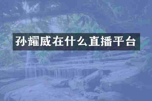 孙耀威在什么直播平台