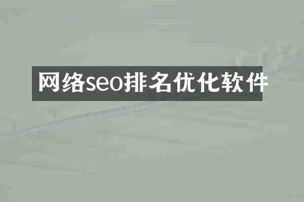 网络seo排名优化软件