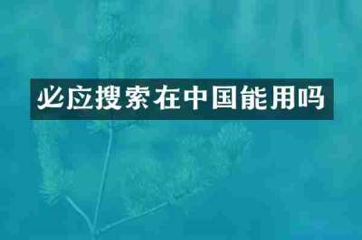 必应搜索在中国能用吗
