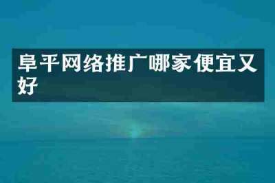 阜平网络推广哪家便宜又好