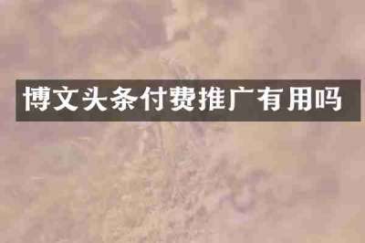 博文头条付费推广有用吗