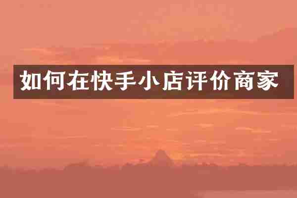如何在快手小店评价商家