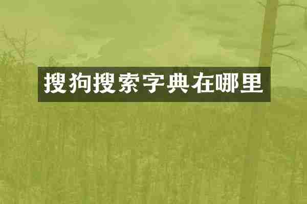 搜狗搜索字典在哪里