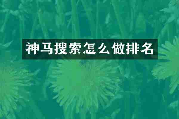 神马搜索怎么做排名