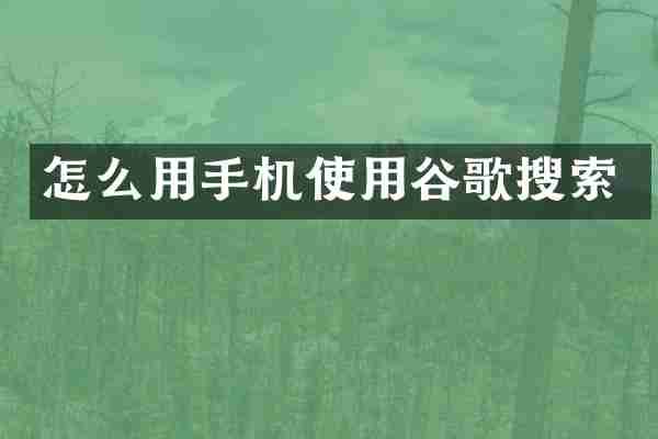 怎么用手机使用谷歌搜索
