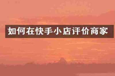 如何在快手小店评价商家