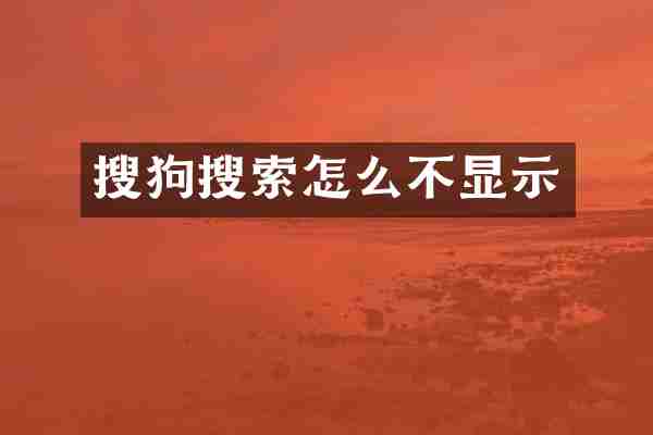 搜狗搜索怎么不显示