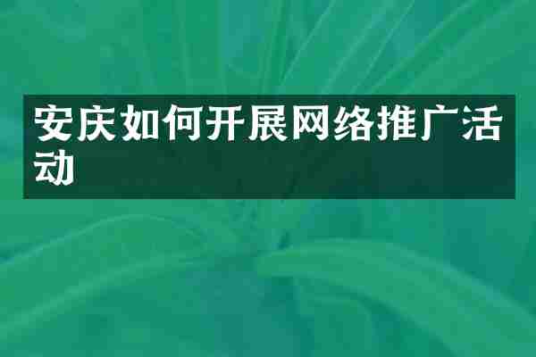 安庆如何开展网络推广活动