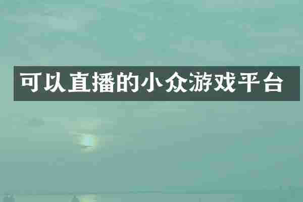 可以直播的小众游戏平台
