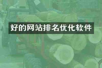 好的网站排名优化软件