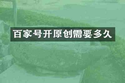 百家号开原创需要多久
