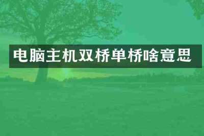电脑主机双桥单桥啥意思