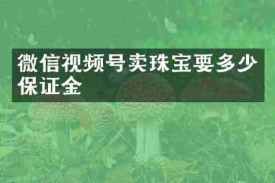微信视频号卖珠宝要多少保证金