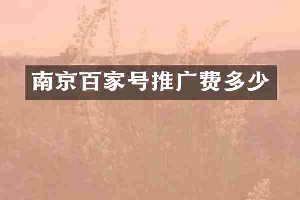 南京百家号推广费多少