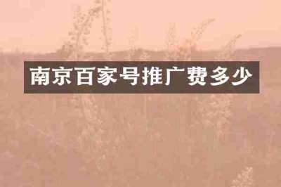 南京百家号推广费多少