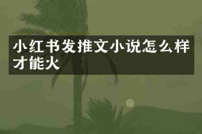 小红书发推文小说怎么样才能火