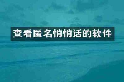 查看匿名悄悄话的软件