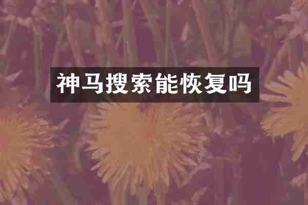 神马搜索能恢复吗