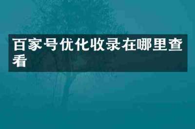 百家号优化收录在哪里查看