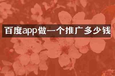 百度app做一个推广多少钱