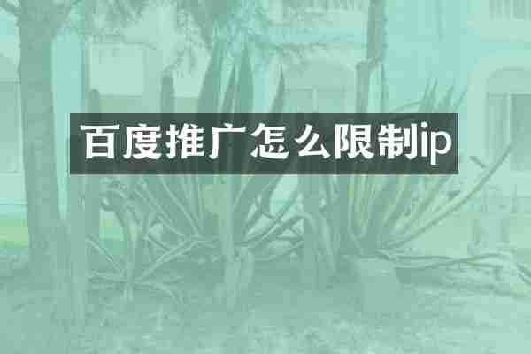 百度推广怎么限制ip