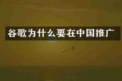谷歌为什么要在中国推广