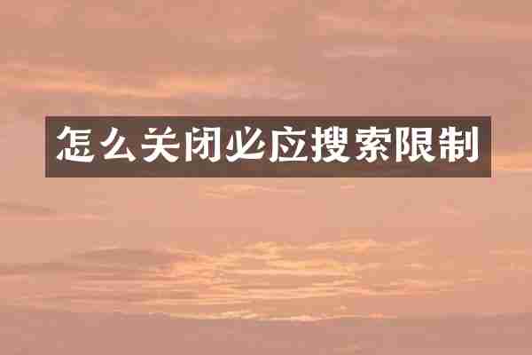 怎么关闭必应搜索限制