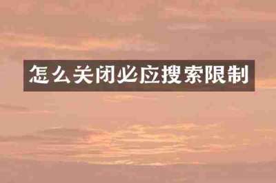 怎么关闭必应搜索限制