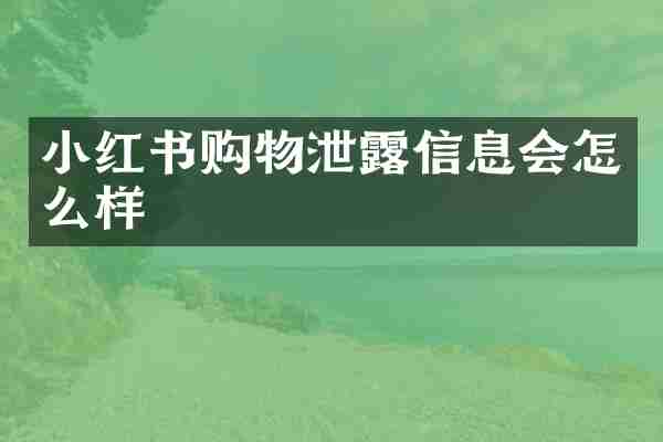小红书购物泄露信息会怎么样