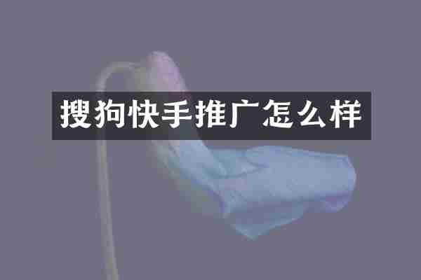 搜狗快手推广怎么样