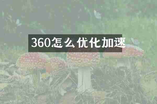360怎么优化加速
