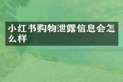小红书购物泄露信息会怎么样