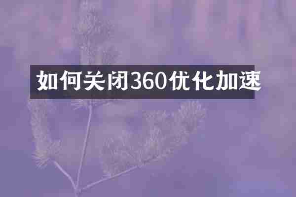 如何关闭360优化加速