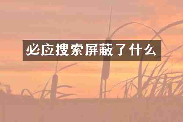 必应搜索屏蔽了什么