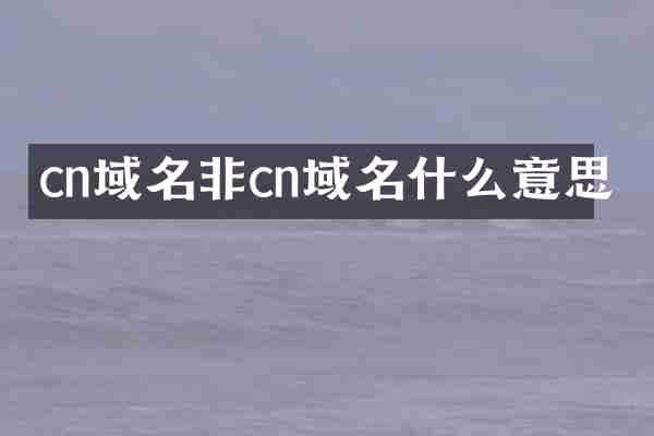 cn域名非cn域名什么意思