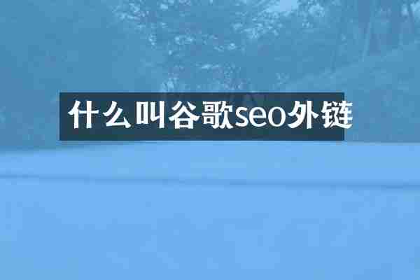 什么叫谷歌seo外链