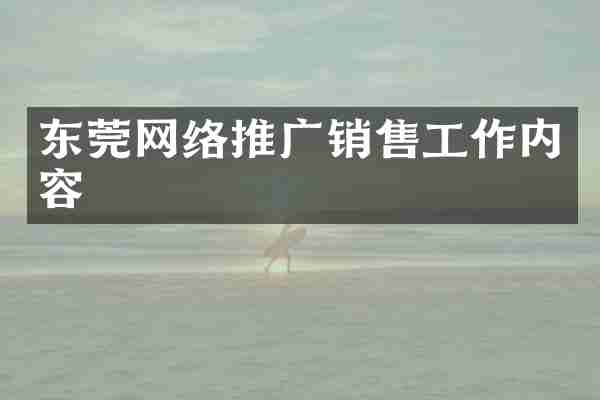 东莞网络推广销售工作内容