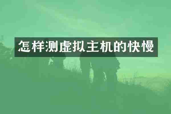 怎样测虚拟主机的快慢