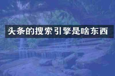 头条的搜索引擎是啥东西