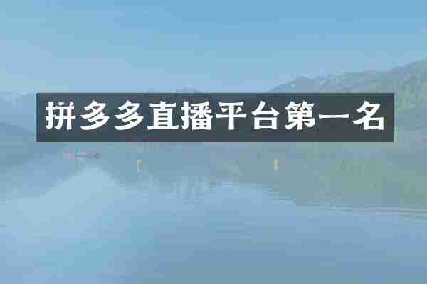 拼多多直播平台第一名